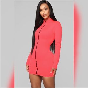 Zipper Front Mini Dress